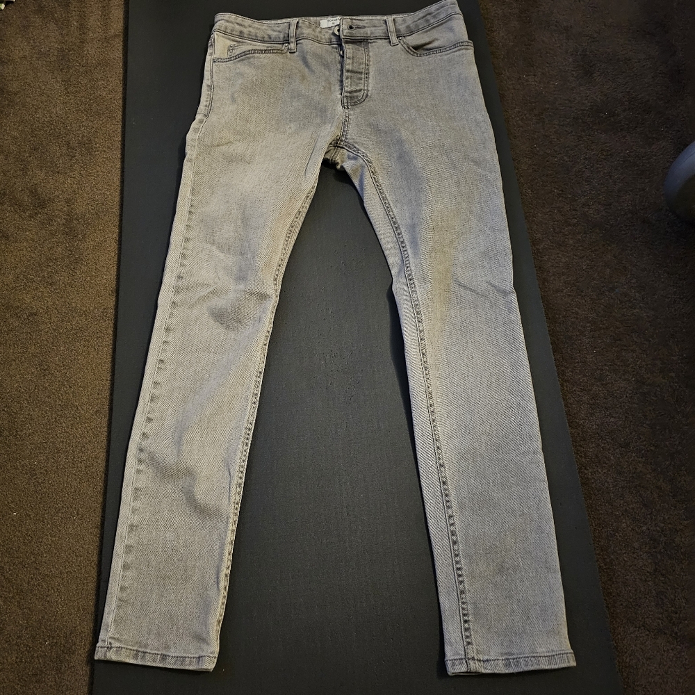 Topman Light Gray Skinny Stretch Jeans 34R